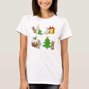 Holiday Bunnies T-shirt by bunnieswithstuff at Zazzle