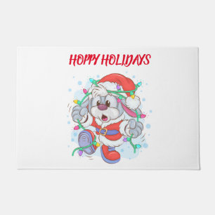 Holiday Bunny Christmas Doormat