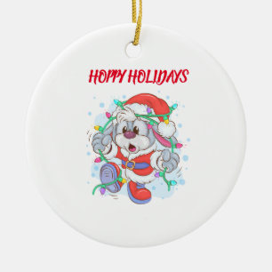 Holiday Bunny Christmas Ornament