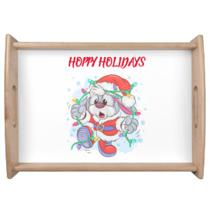 Holiday Bunny Christmas Serving Tray