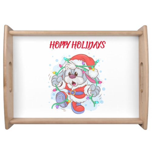 Holiday Bunny Christmas Serving Tray