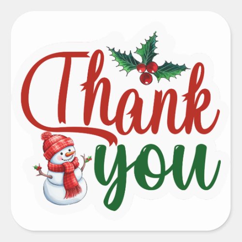 Holiday Business Christmas Thank You Square Sticker