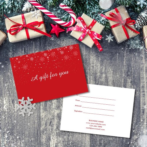 Holiday Business Gift Certificate Snowflakes