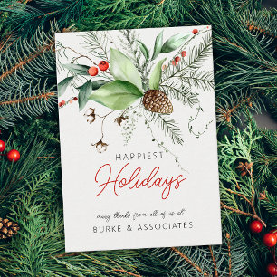 Holiday Business Greenery Personalized Card