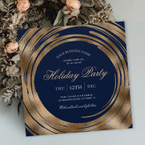 Holiday Business Office Party Navy & Gold Glitter Invitation
