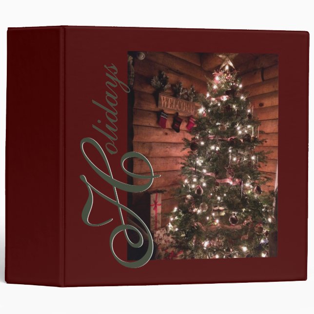 Holiday Cabin Christmas Tree 3 Ring Binder (Front/Spine)
