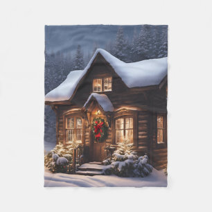 Holiday Cabin Fleece Blanket