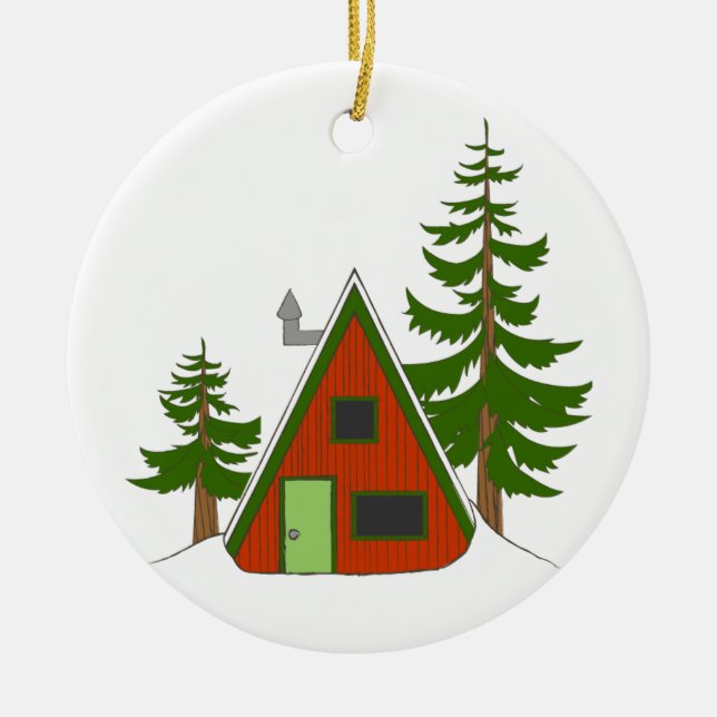 Holiday Cabin: 'Tis the Season to be Cozy Ceramic Ornament (Front)