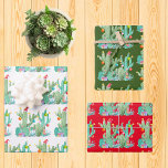 Holiday Cactus Cacti Desert  Christmas Wrapping Paper Sheets<br><div class="desc">This design was created though digital art. It may be personalized by choosing the customize option. Contact me at colorflowcreations@gmail.com if you with to have this design on another product. Purchase my original abstract acrylic painting for sale at www.etsy.com/shop/colorflowart. See more of my creations or follow me at www.facebook.com/colorflowcreations, www.instagram.com/colorflowcreations,...</div>
