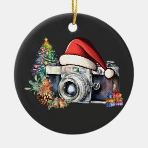 Holiday Camera Photographer Card Ceramic Ornament
