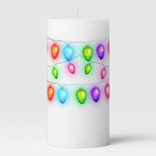 Holiday Candle-Christmas Lights Pillar Candle