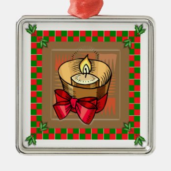 Holiday Candle Metal Ornament by OneStopGiftShop at Zazzle