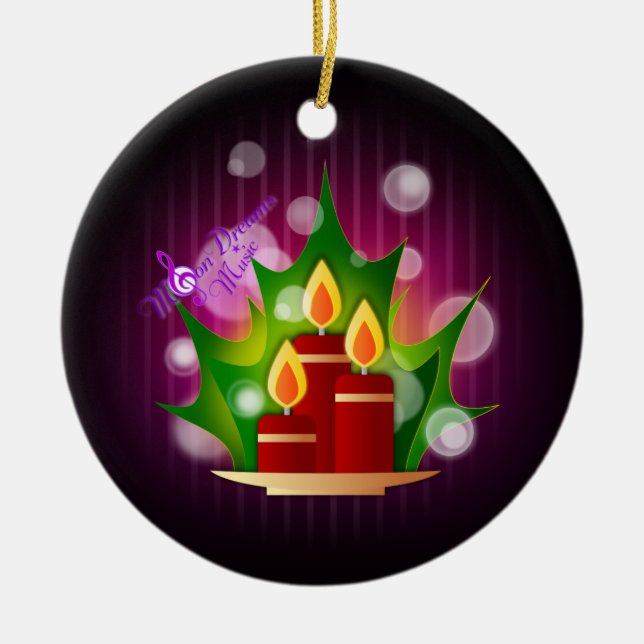 Holiday Candlelight Deep Plum Circle Ornament (Front)
