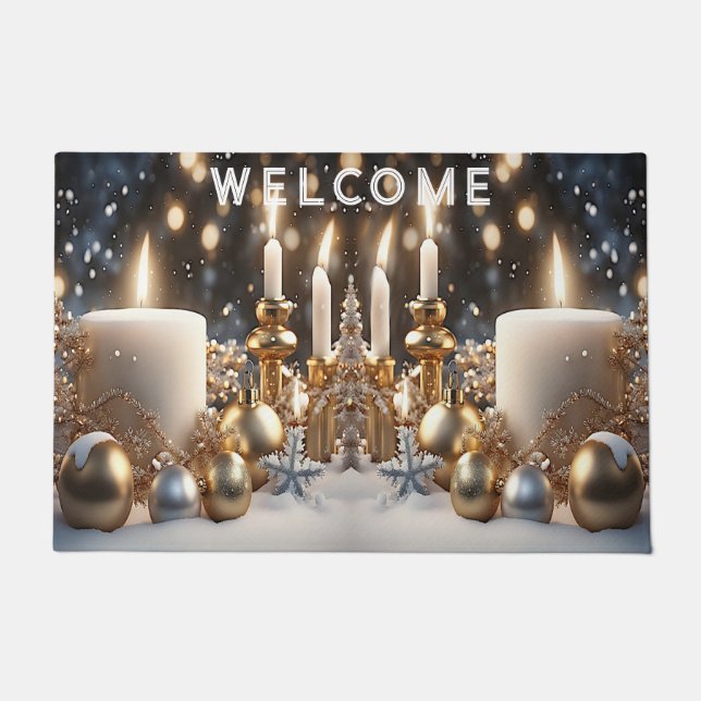 Holiday Candles Doormat (Front)
