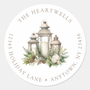 Holiday Candles Greenery Christmas Return Address Classic Round Sticker