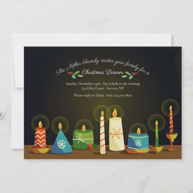 Holiday Candles Invitation (Front)