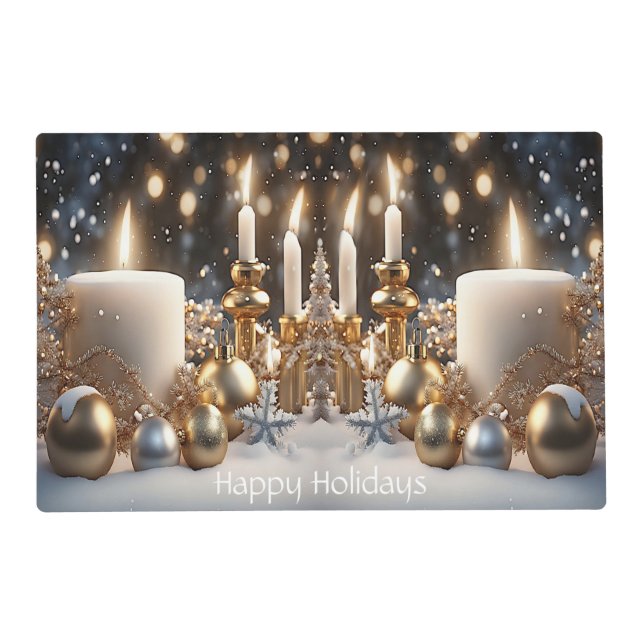 Holiday Candles Paper Placemat (Front)
