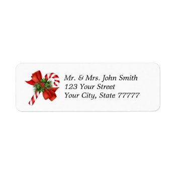 Holiday Candy Cane Address Label by AJsGraphics at Zazzle
