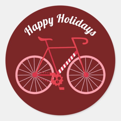 Holiday Candy Cane Bike Classic Round Sticker