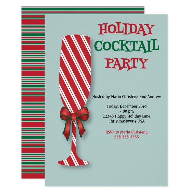 Holiday Candy Cane Cocktail Party Invitation