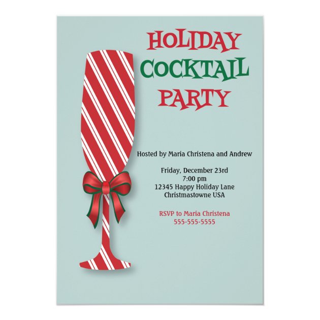 Holiday Candy Cane Cocktail Party Invitation