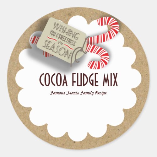 Holiday Candy Cane Craft Paper Gift Label
