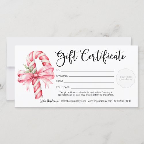 Holiday Candy Cane Gift Certificate