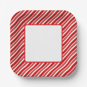 Holiday Candy Cane Paper Plates