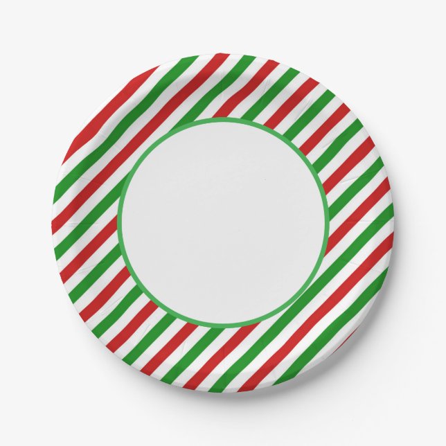 Holiday Candy Cane Paper Plates (Front)
