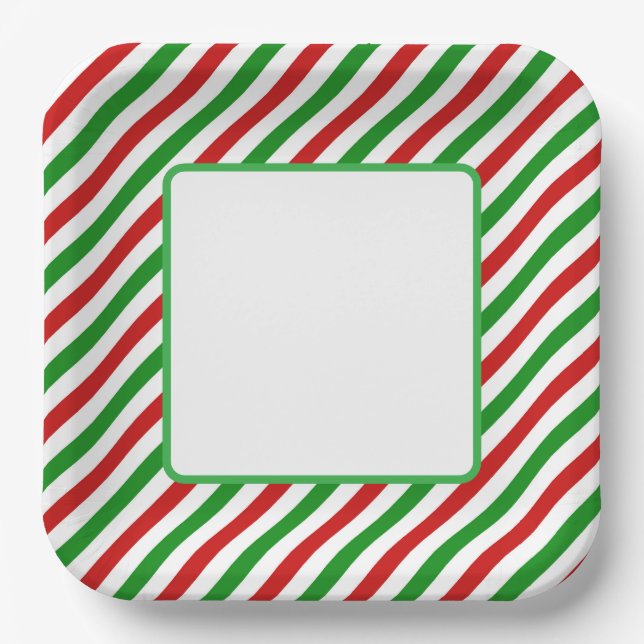 Holiday Candy Cane Paper Plates (Front)