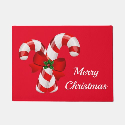 Holiday Candy Canes Christmas Doormat