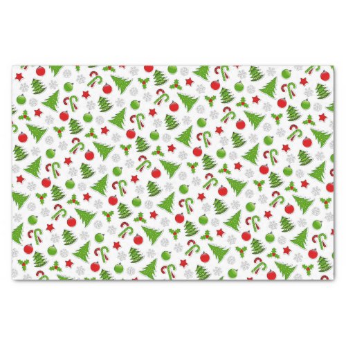 Holiday Candy Canes Snowflakes Holly Stars Doodles Tissue Paper