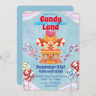Holiday Candy Land Winter Wonderland Invitation