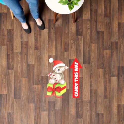 Holiday candy this way bear with candy arrow sign floor decals
