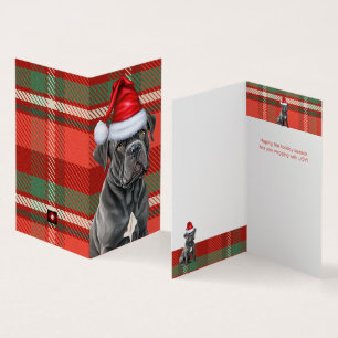 Holiday Cane Corso Dog Red Green Plaid Christmas