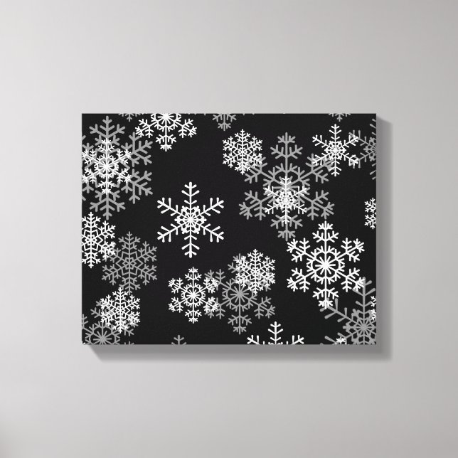 Holiday Canvas Art-Black & White Snowflakes (Front)