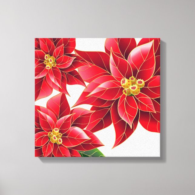 Holiday Canvas Art-Red Poinsettias (Front)