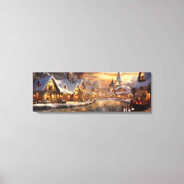 Holiday Canvas Art-Snowy Village Scene (Front)