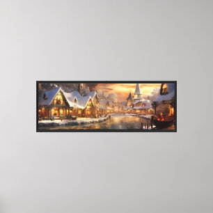 Holiday Canvas Art-Snowy Village Scene Print
