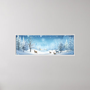 Holiday Canvas Art-Winter Deer Scene Print
