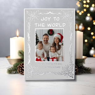Holiday Card 2 Photo Custom Christmas Silver Clean