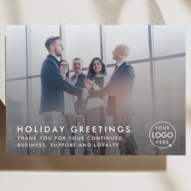 Holiday Card | Business Christmas Corporate Photo (Corporate team photo card with customizable logo and professional festive message)