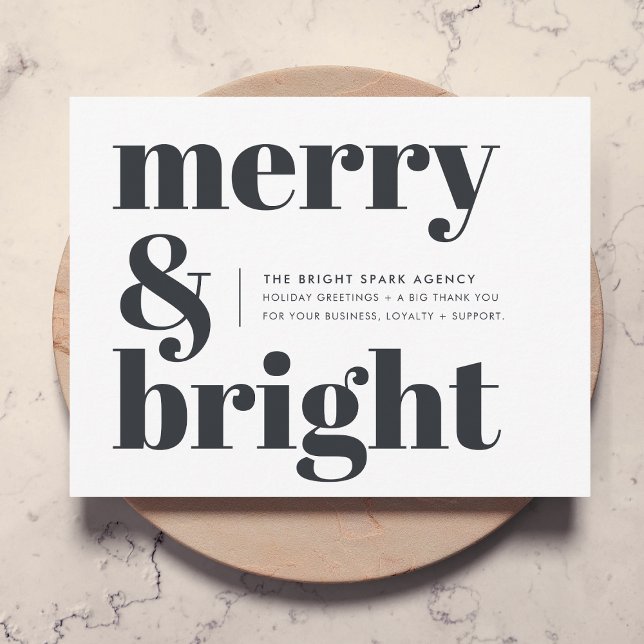 Holiday Card | Business Christmas Merry and Bright (Elegant business Christmas card created for professional, minimal, and festive holiday greetings)