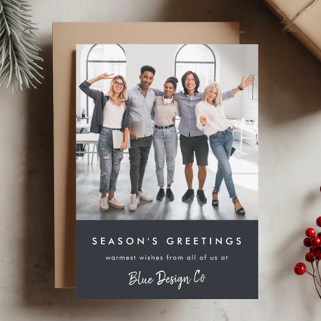 Holiday Card | Business Christmas Modern Photo (Modern business Christmas card created for professional, stylish, and festive corporate greetings)