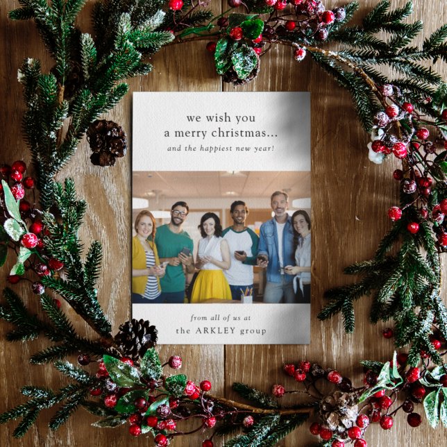Holiday Card | Business Christmas Team Photo (Business Christmas holiday card by Guava, featuring minimalist white design & your team photo)