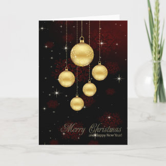 Holiday Card - Elegant Red & Gold Xmas New Year