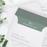 Holiday Card Envelope | Minimal Christmas Green<br><div class="desc">Send your Christmas cards in effortless style with this simple, elegant pre-addressed holiday envelope featuring the modern quote “holiday cheer and a happy new year.” Designed in clean minimalist typography with a soft grayish forest sage green background, it offers a sophisticated contemporary look that pairs perfectly with modern holiday stationery....</div>