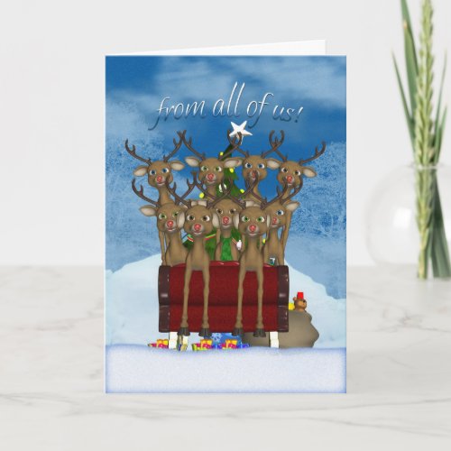 Holiday Card From All Of Us _ Reindeer In Sleigh