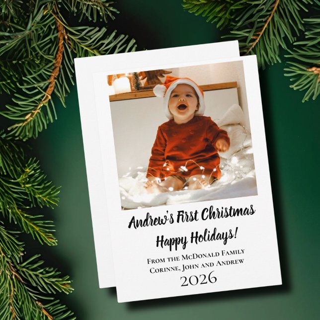 Holiday card minimal baby's first Christmas (Creator Uploaded)