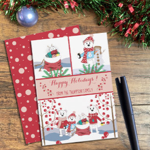 Holiday Card Template Polar Bears and Berries